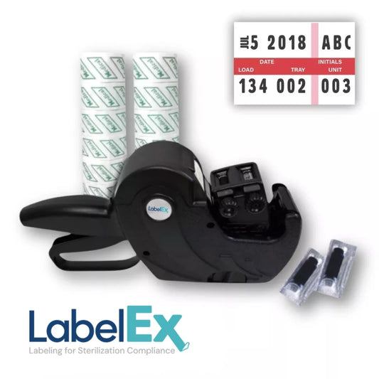 LabelEx starter kit with user initials, label rolls and ink rollers