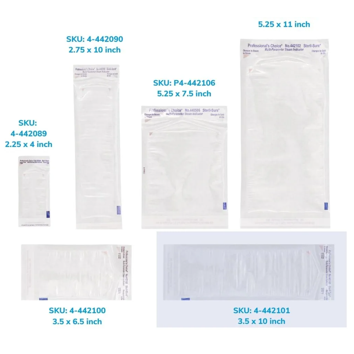 Sterilization Pouches 3.5'' x 9" (200 count)